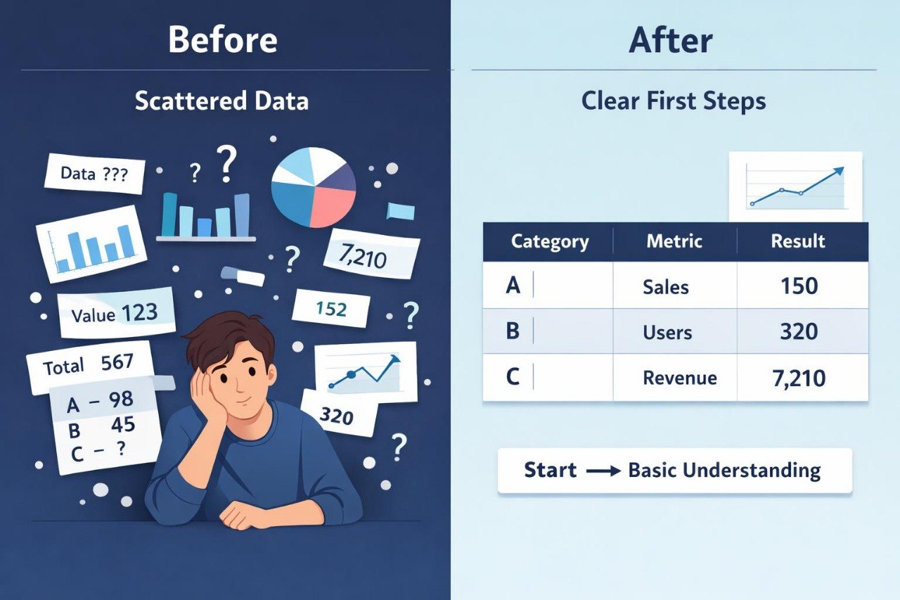Educational interface with text and icons on a blue background