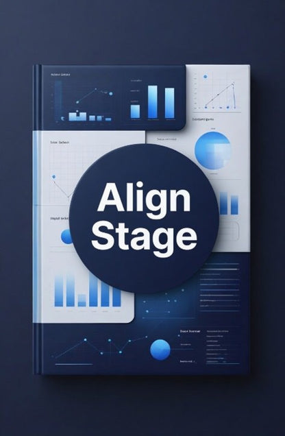 Book titled 'Align Stage' with charts and graphs on a dark background