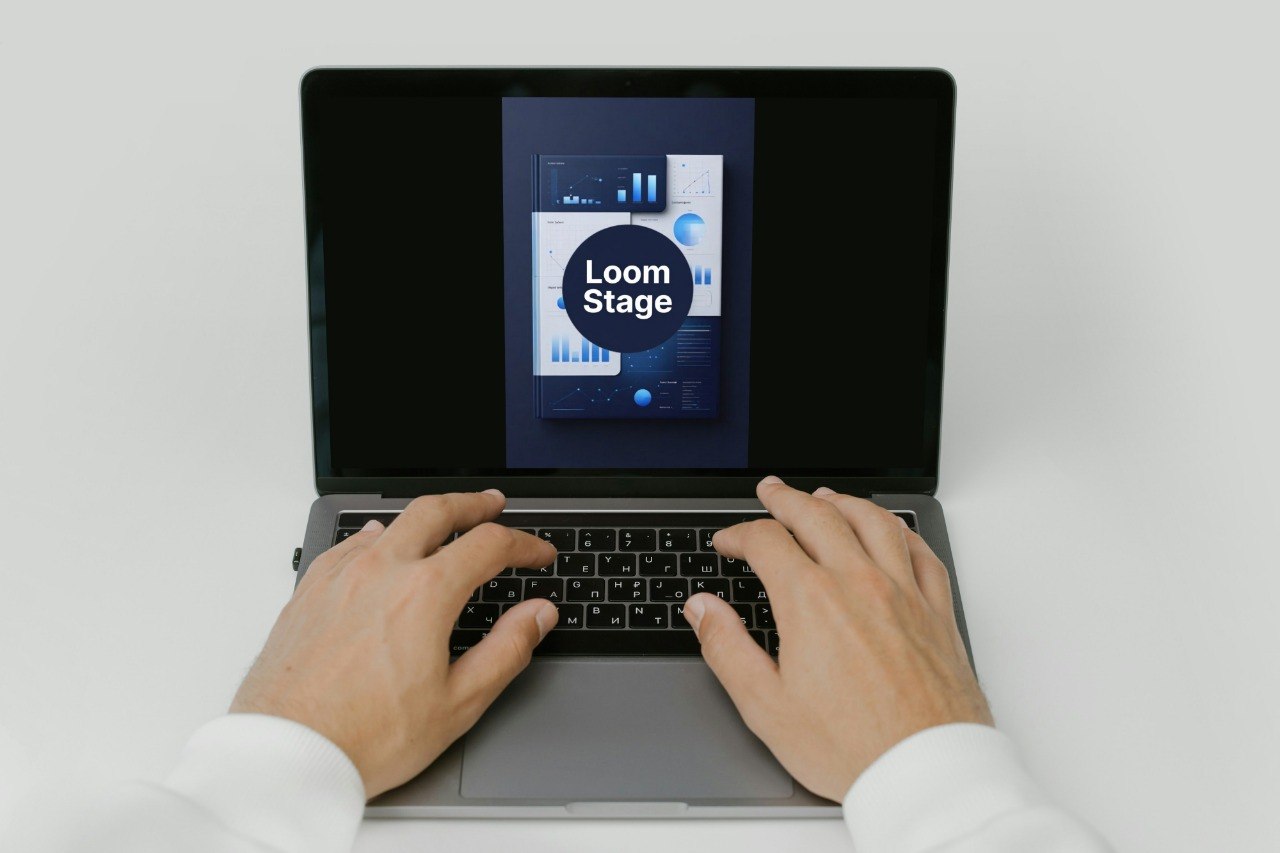 Person using a laptop with 'Loom' software on the screen